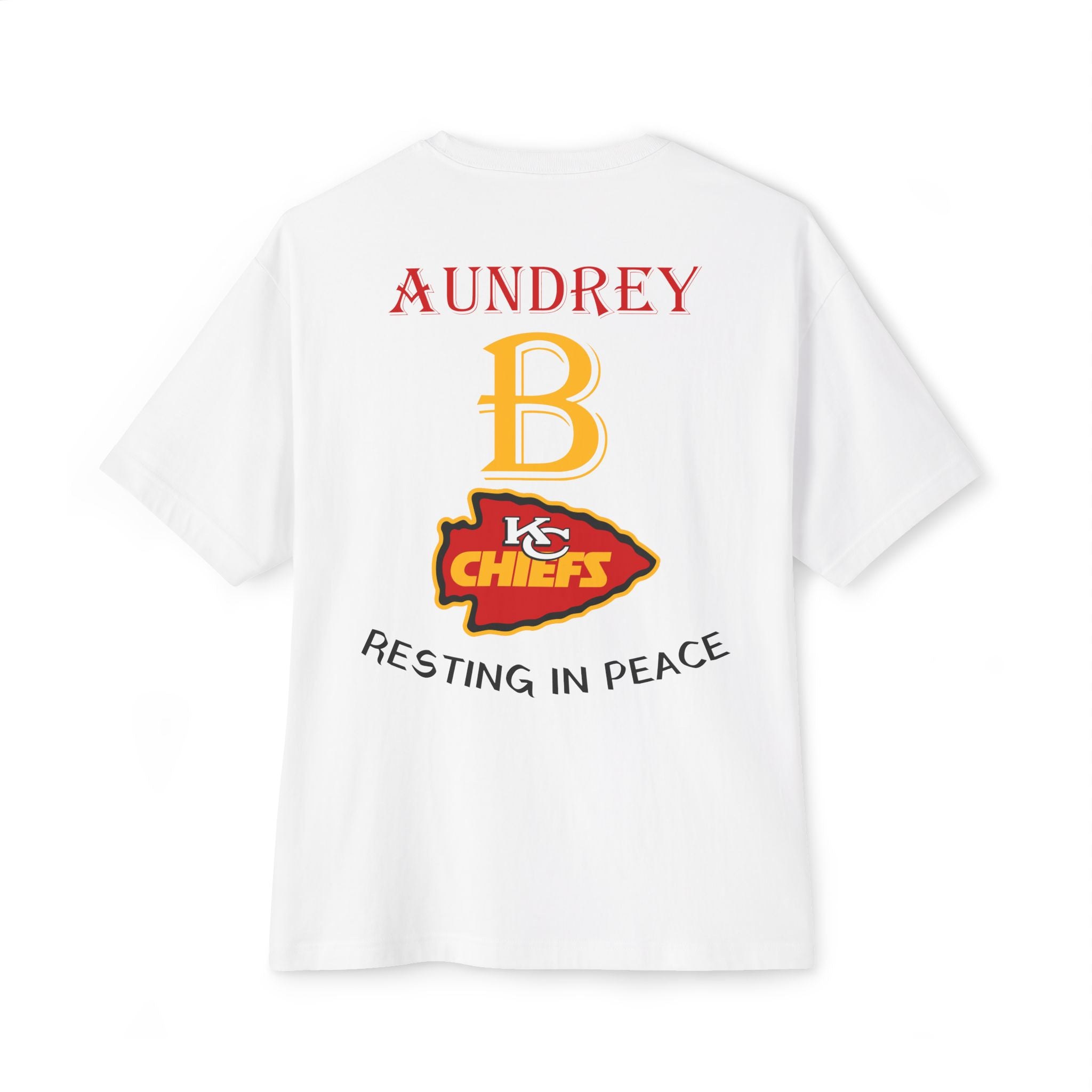 Stylish Graphic Tee in remembrance of Aundrey B #1 Chiefs Fans, Oversized Tribute Shirt, Comfy Casual Wear, Unique Memorial Gift, Unisex Fashion Top